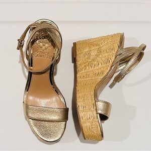 Vince Camuto Metallic Gold Wedge Sandals